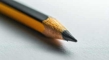 Macro View Of Sharp Black And Yellow Pencil Tip, Back To School Banner. Yellow Black Pencil
