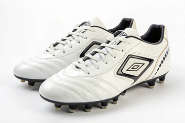 Clean white football boots with prominent black laces and stripes, designed for the field.