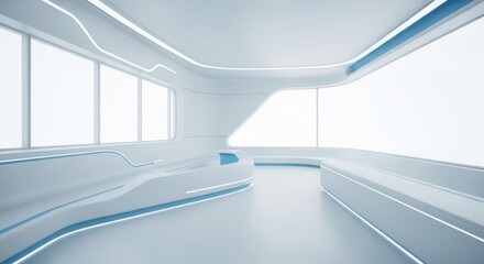 Modern Futuristic Architecture Interior Design with Sleek Curves and Lighting