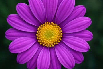 Obraz premium A close up of a purple flower with a yellow center