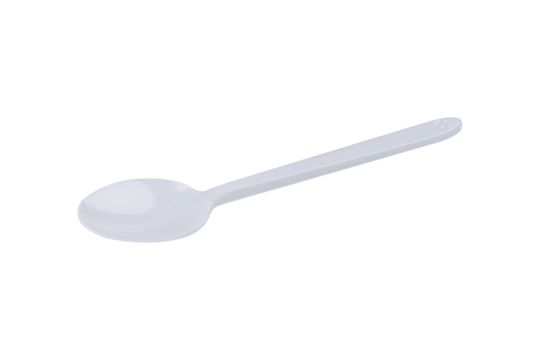Recycled plastic spoon isolated on transparent background.
