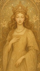 Naklejka premium Elegant queen in golden illustration.