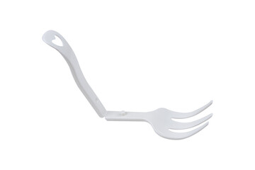 Recycled plastic cutlery isolated on transparent background.