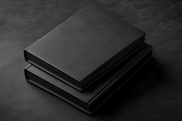 Sharp Image of Three Empty Closed Black Hardcover Book