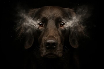 A brown dog with smoke coming out of its mouth