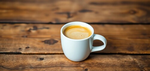 Sleek modern coffee cup on rustic wooden surface, design, item