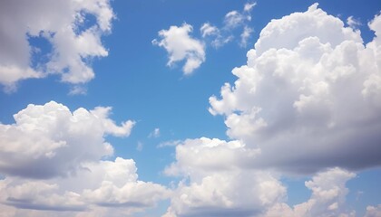 Obraz premium Vast, cerulean sky dotted with fluffy white cumulus clouds, photograph, open