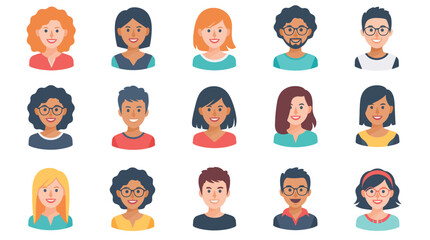 Modern Flat Avatar Pack – Colorful Cartoon Faces for Social & Business Use