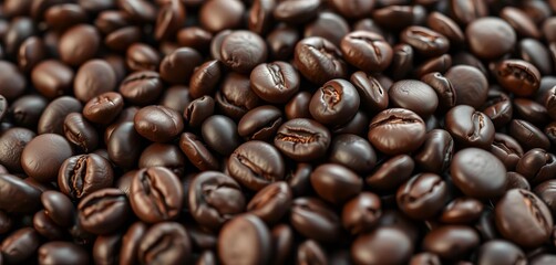 Obraz premium Close-up of a rich, dark roasted coffee bean cluster, food, barista