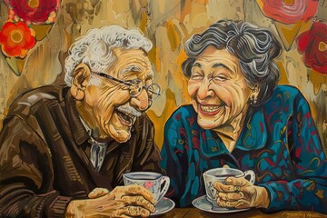 Portrait of a jovial latino couple in their 80s having a romantic date
