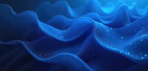 Obraz premium Abstract blue waves with sparkling details, evoking a sense of tranquility and depth. Ideal for backgrounds, technology themes, or wellness projects.