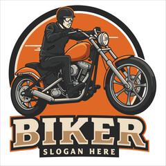 Biker logo template vector illustration. Perfect logo for motorcycle club related industry