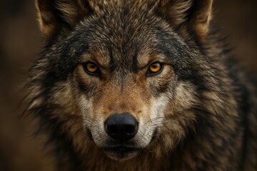 Fototapeta premium A close up of a wolf's face with yellow eyes