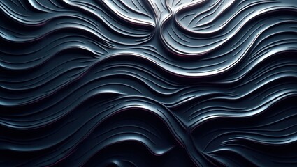 Obraz premium Dark Blue Abstract Wave Pattern 3 D Render navy blue