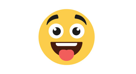 A very silly and happy yellow face emoji sticking its tongue out in a funny expression