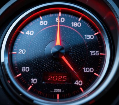 Illuminated speedometer showing speed in kilometers per hour future vision