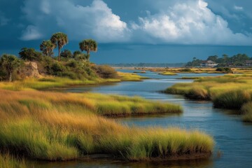 Coastal wetlands buffer floods, mangroves and birds under building storm clouds