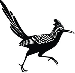 Roadrunner Bird Silhouette Vector EPS Elegant Running Bird Design, Perfect for Logos, Prints, and More