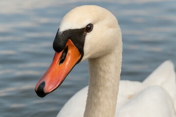 Obraz premium A close up of a white swan with an orange beak