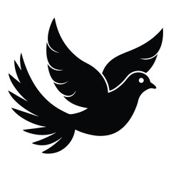 Obraz premium Peace Dove Silhouette Vector – Flying Bird with Olive Branch