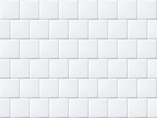 Vector realistic seamless tile background. Square ceramic tiles.  Repeating pattern. White empty brick smooth wall texture. Classic style. EPS10.