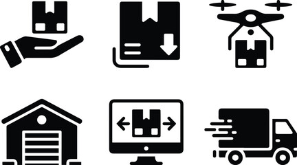Logistics and Delivery Icons Set –Logistics and Delivery Icons Vector Silhouettes.
