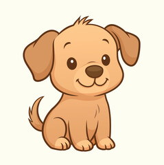 Cute Brown Dog Character Illustration | Adorable Pet Animal Vector for Kids and Cartoons