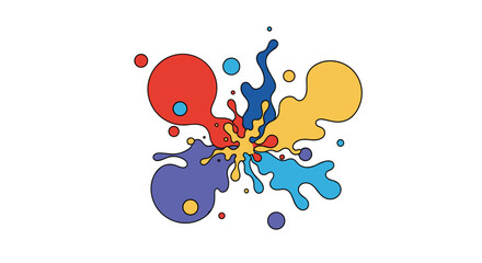 Vibrant Splash of Colors Exploding Outward in a Dynamic Abstract Design Featuring Red Yellow Blue Purple and Orange Hues