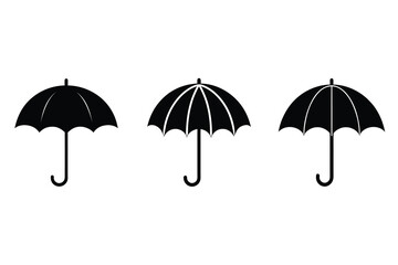 Obraz premium Umbrella Silhouette Vector – Rain Protection Black Icon