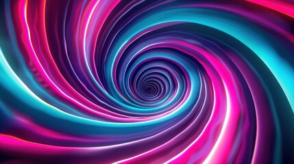 Fototapeta premium Vibrant Neon Magenta and Cyan Swirls – Glossy Geometric Spirals for Posters
