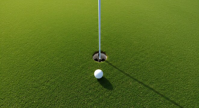 Golf Putting Green Close-Up of Golf Ball Near the Hole