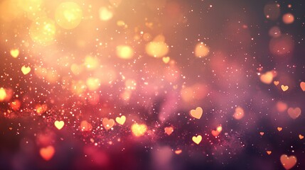 Fototapeta premium Heart-Shaped Bokeh Brilliance: A radiant, dreamlike image, showcasing a cascade of heart-shaped bokeh against a warm, inviting backdrop, perfect for conveying feelings of love, romance.