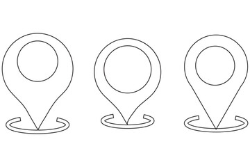 location icon, map pin icons in outline, black, and red styles. for maps, GPS, navigation apps, location markers, address indications, and geolocation interfaces 