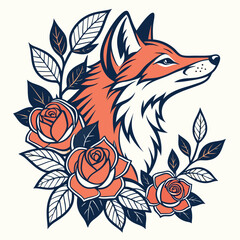 Obraz premium neo-traditional-tattoo-vector-of-a-fox-head-surrou.eps