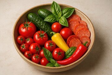 A bowl filled with lots of different types of vegetables