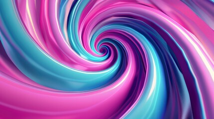Vibrant Neon Magenta and Cyan Swirls – Glossy Geometric Spirals for Posters