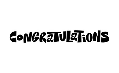 Congratulations banner lettering design. Fun and joyful typographic message.