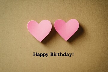 Two Paper Hearts on Brown Cardboard – Simple Minimalistic High-Resolution