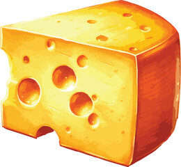 Vector watercolor painted illustration of cheese