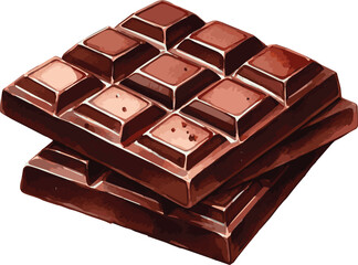 Watercolor illustration of a sweet dark chocolate