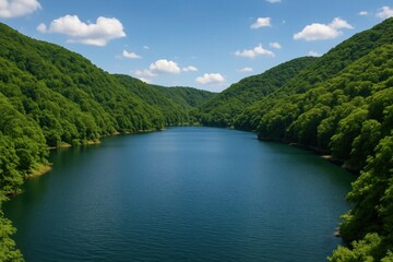 Fototapeta premium A large body of water surrounded by trees