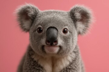 Fototapeta premium A close up of a koala bear on a pink background