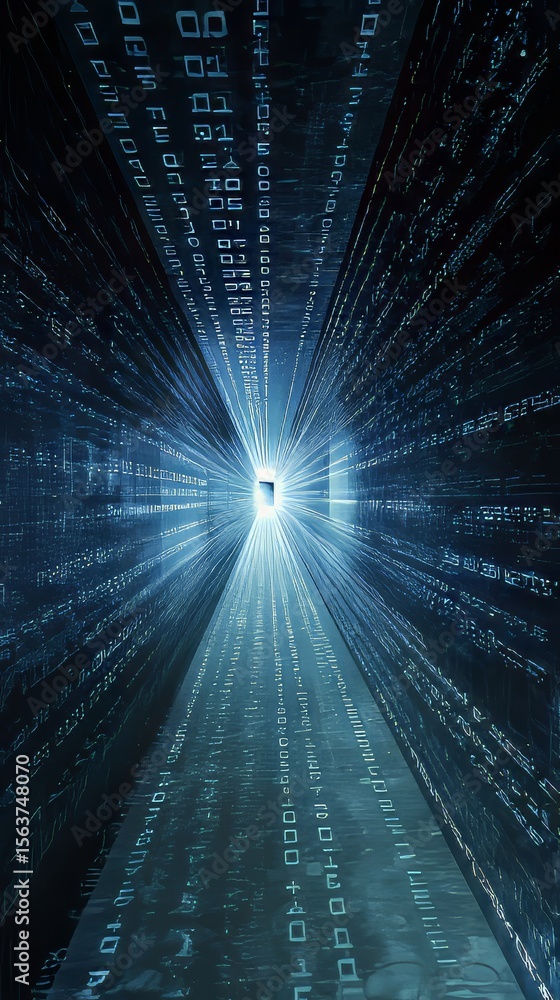 Poster digital realms: futuristic cybersecurity & ai networks in vibrant code