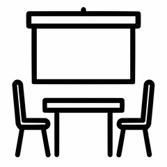 Fototapeta premium Table with chairs and projector. Business facility