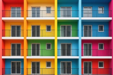 Fototapeta premium A multi-story building with many windows and balconies