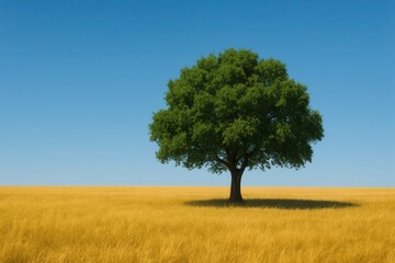 Obraz premium A lone tree in the middle of a field of wheat