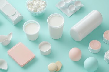 flawless visual of flat lay composition with dairy products