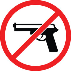 Gun Not Allowed Icon Sign, Weapons Prohibited