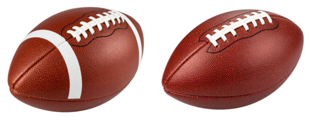 Classic American Football with Brown Leather and White Laces, isolated on transparent background PNG