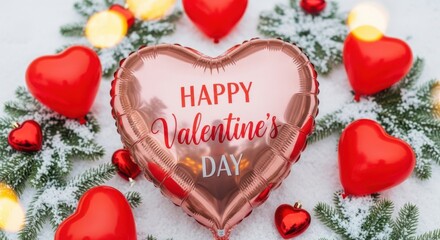 Romantic Valentine Day Heart Decorations Outdoors